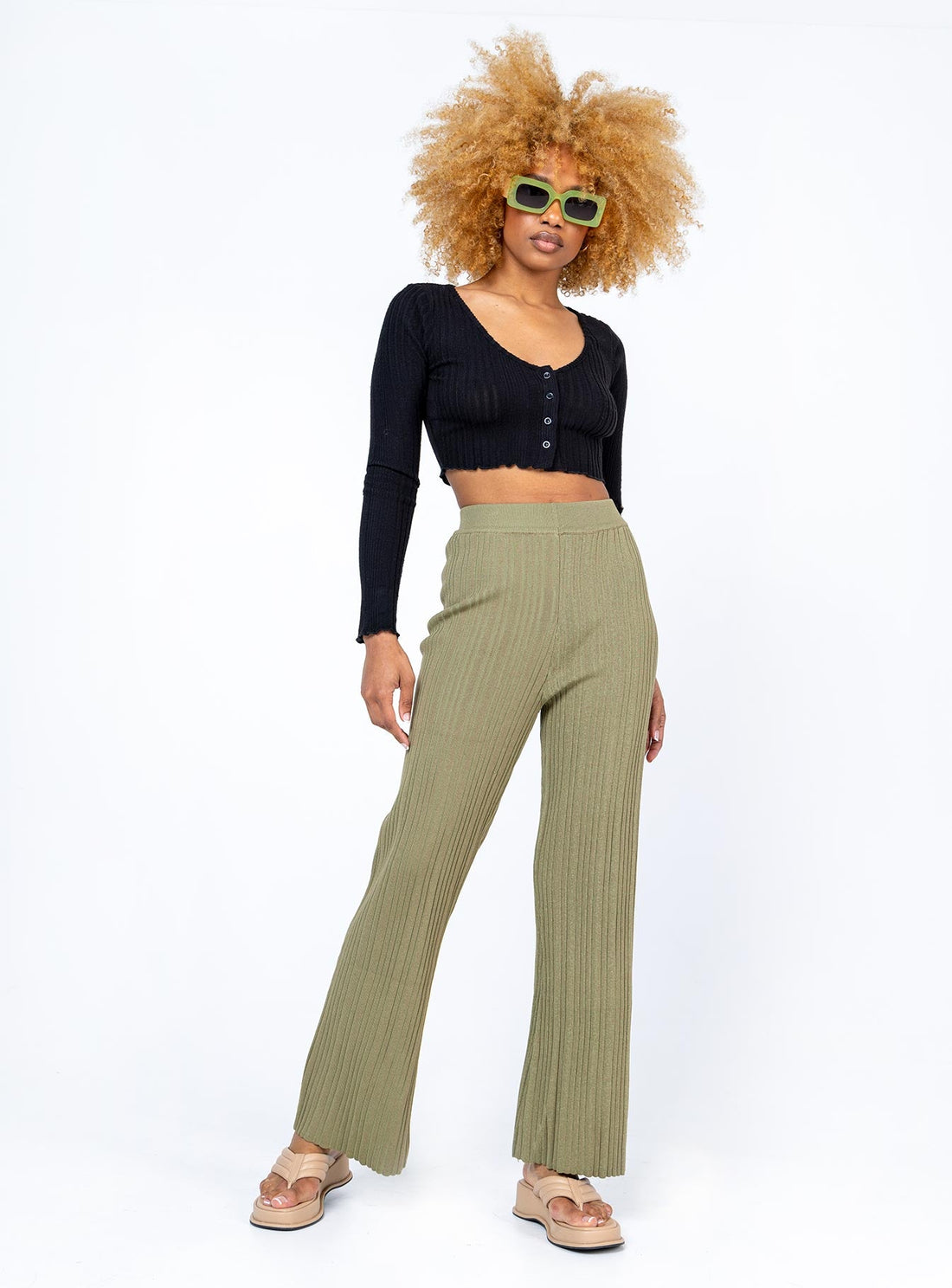 Reah Knit Pants Green