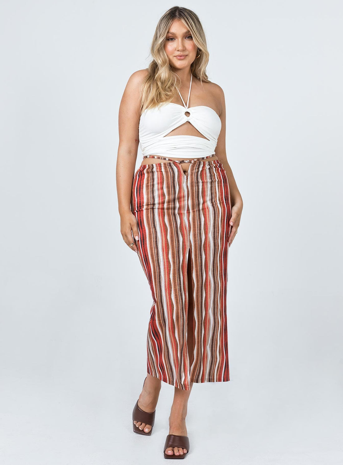 Molly Retro Stripe Midi Skirt Multi