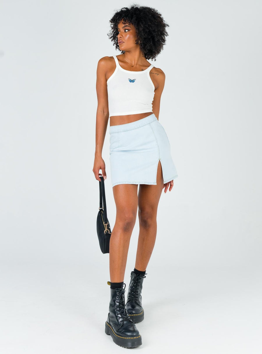 The Lola Mini Skirt Light Wash Denim