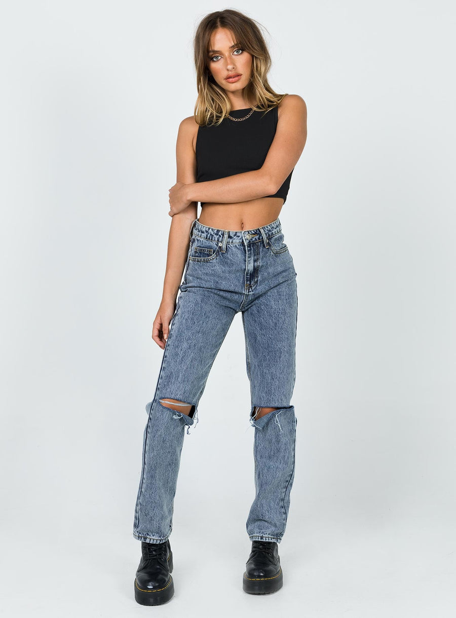 Intentions Straight Leg Knee Rip Denim Jean