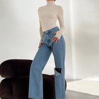 Sevina Wide Leg Denim Jeans Mid Wash