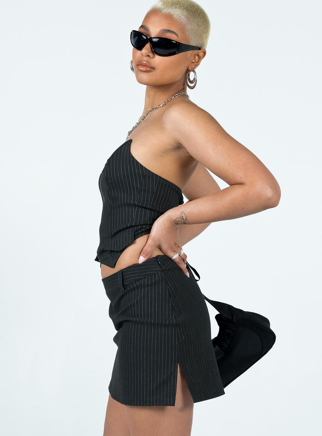 Prepped To Prime Skirt Black Pinstripe