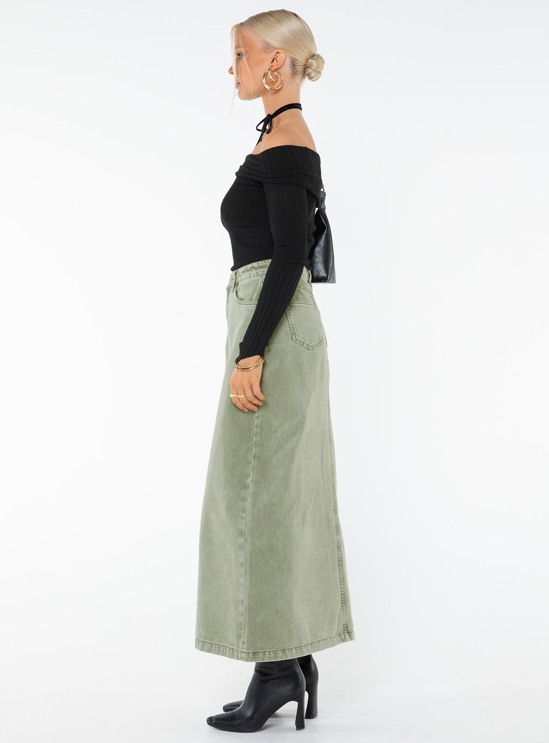 Mcguane Denim Midi Skirt Green