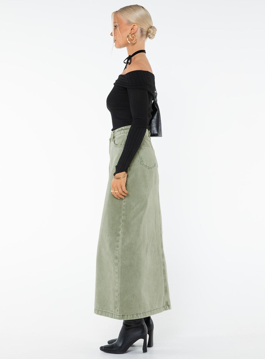 Mcguane Denim Midi Skirt Green