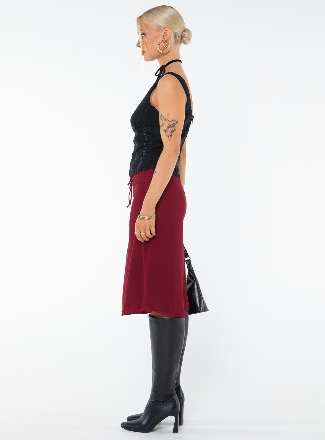 Delvie Midi Skirt Burgundy