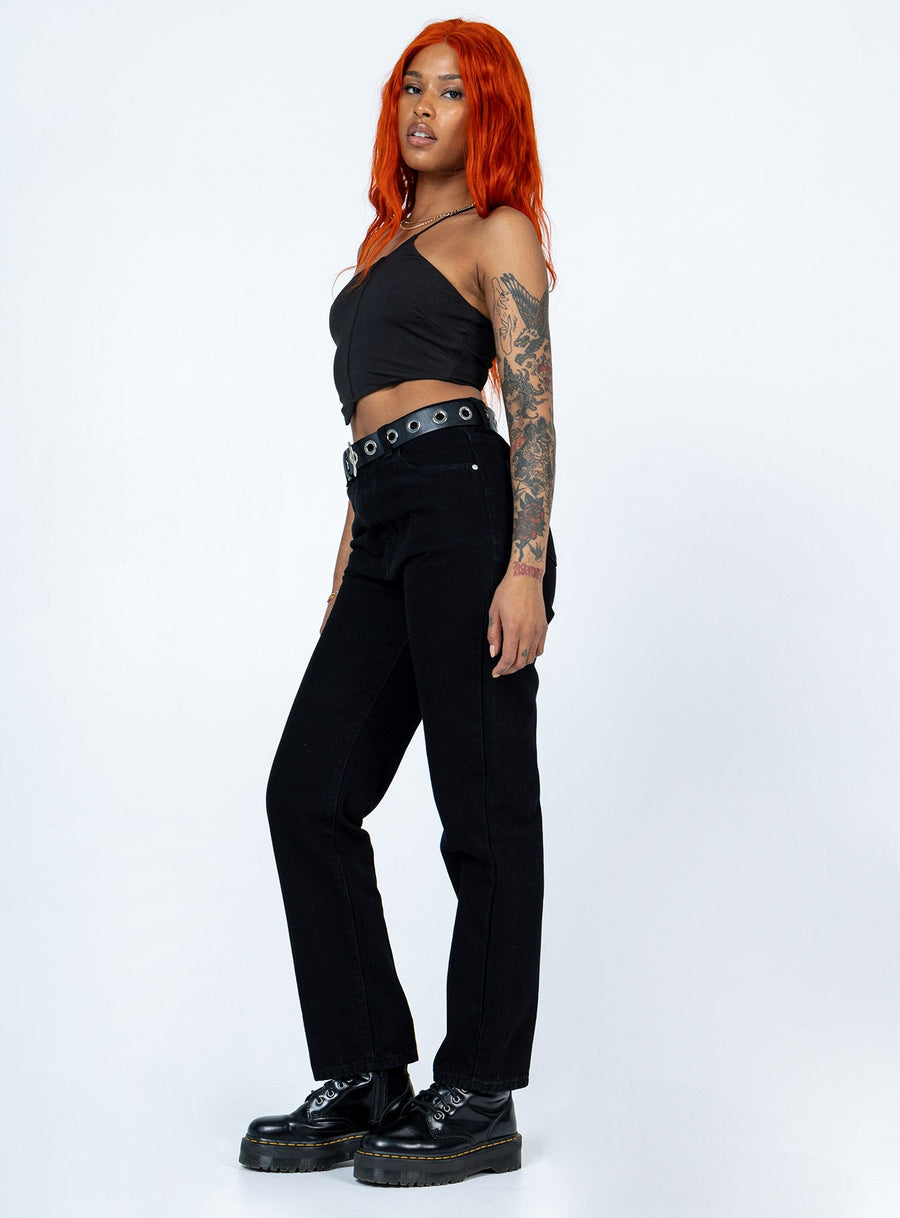 Raquelle Straight Leg Denim Jeans Black