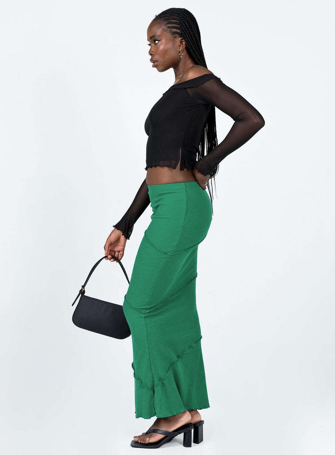 Oscar Maxi Skirt Dark Green