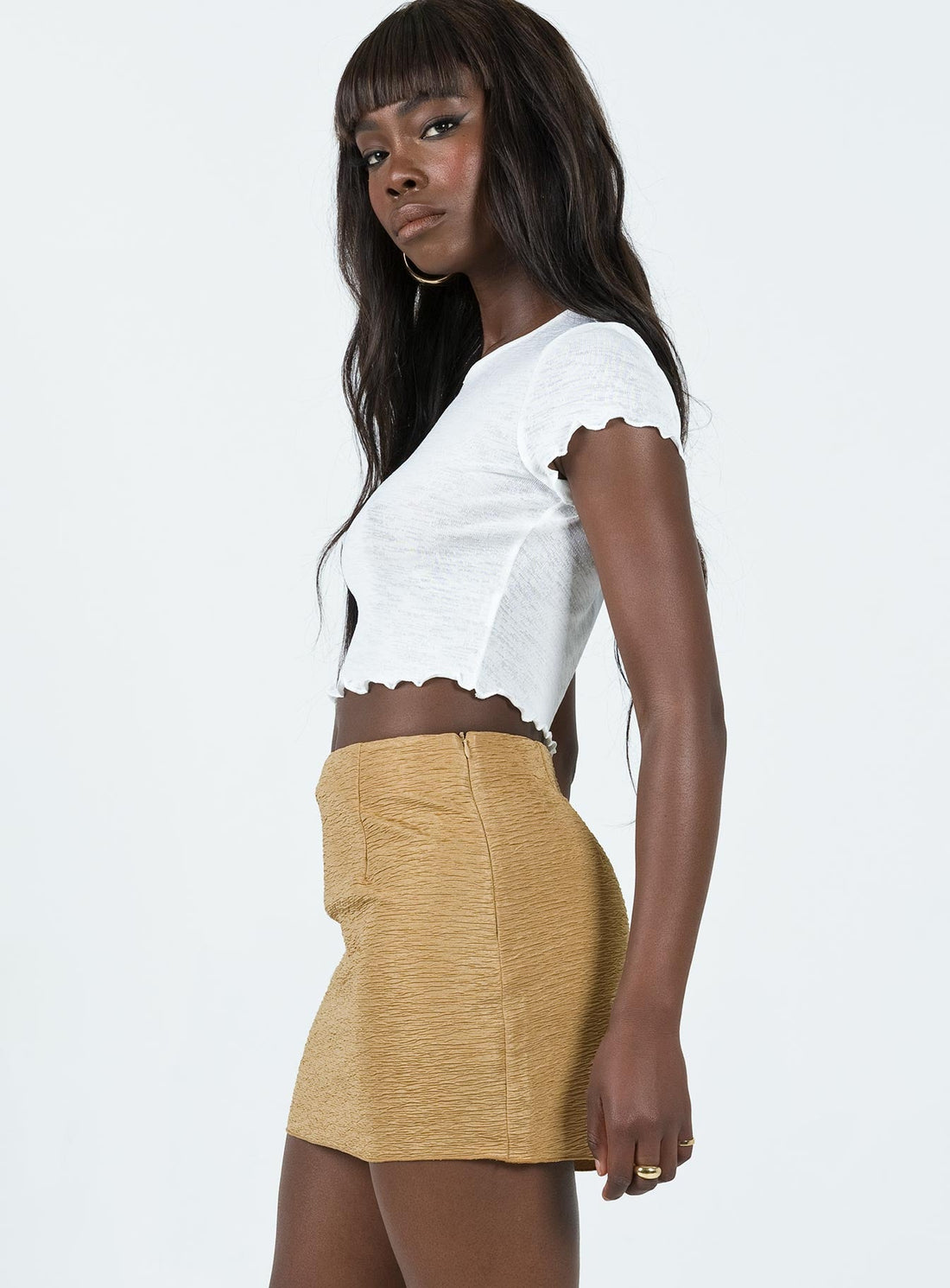 Selby Textured Mini Skirt Beige