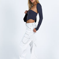Miami Vice Mid Rise Straight Leg Cargo Pants White