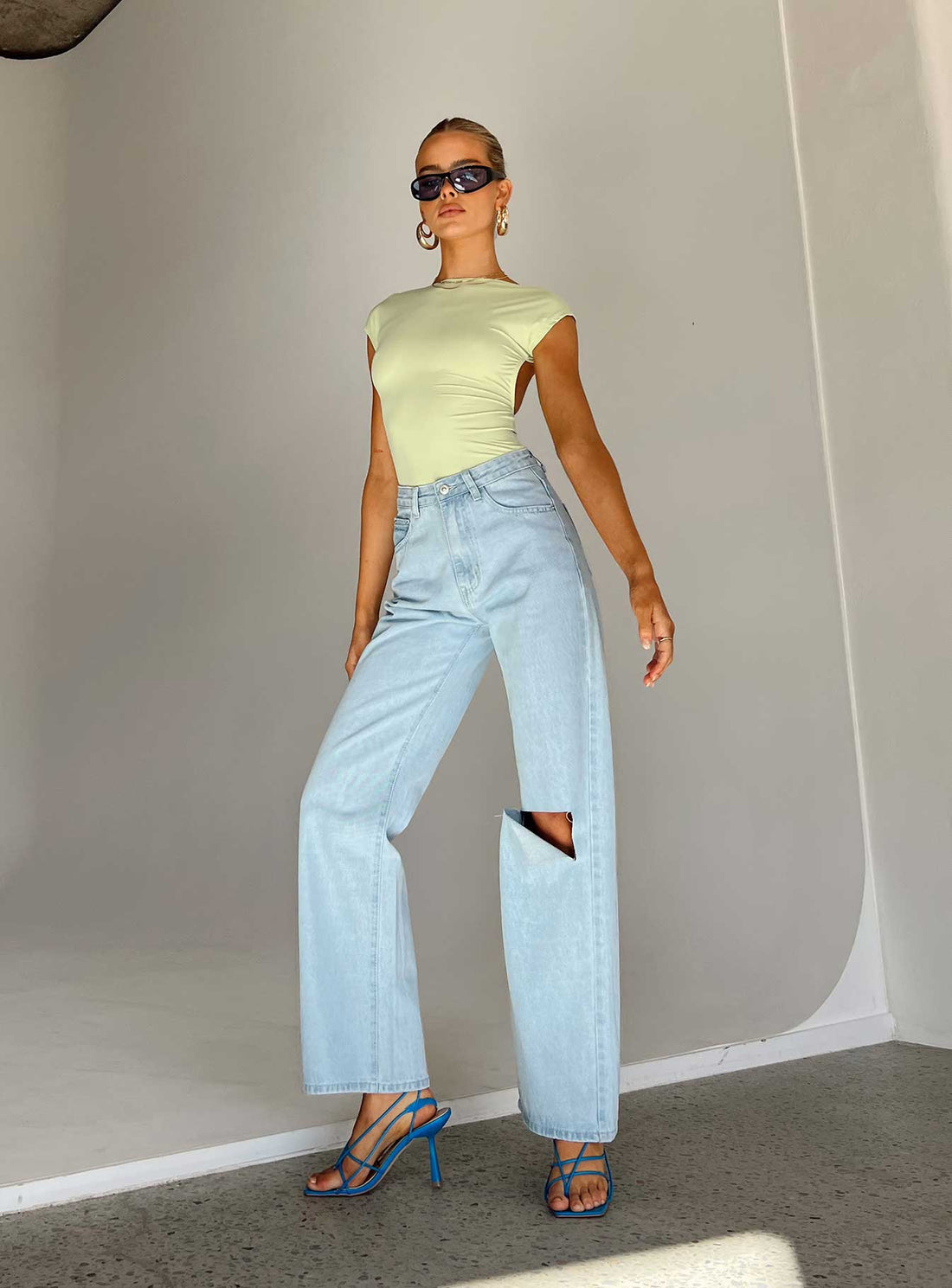 Sevina Wide Leg Denim Jeans Light Wash