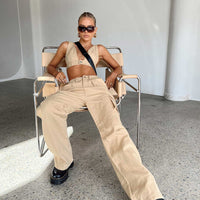 Paige Mid Rise Cargo Jean Denim Beige