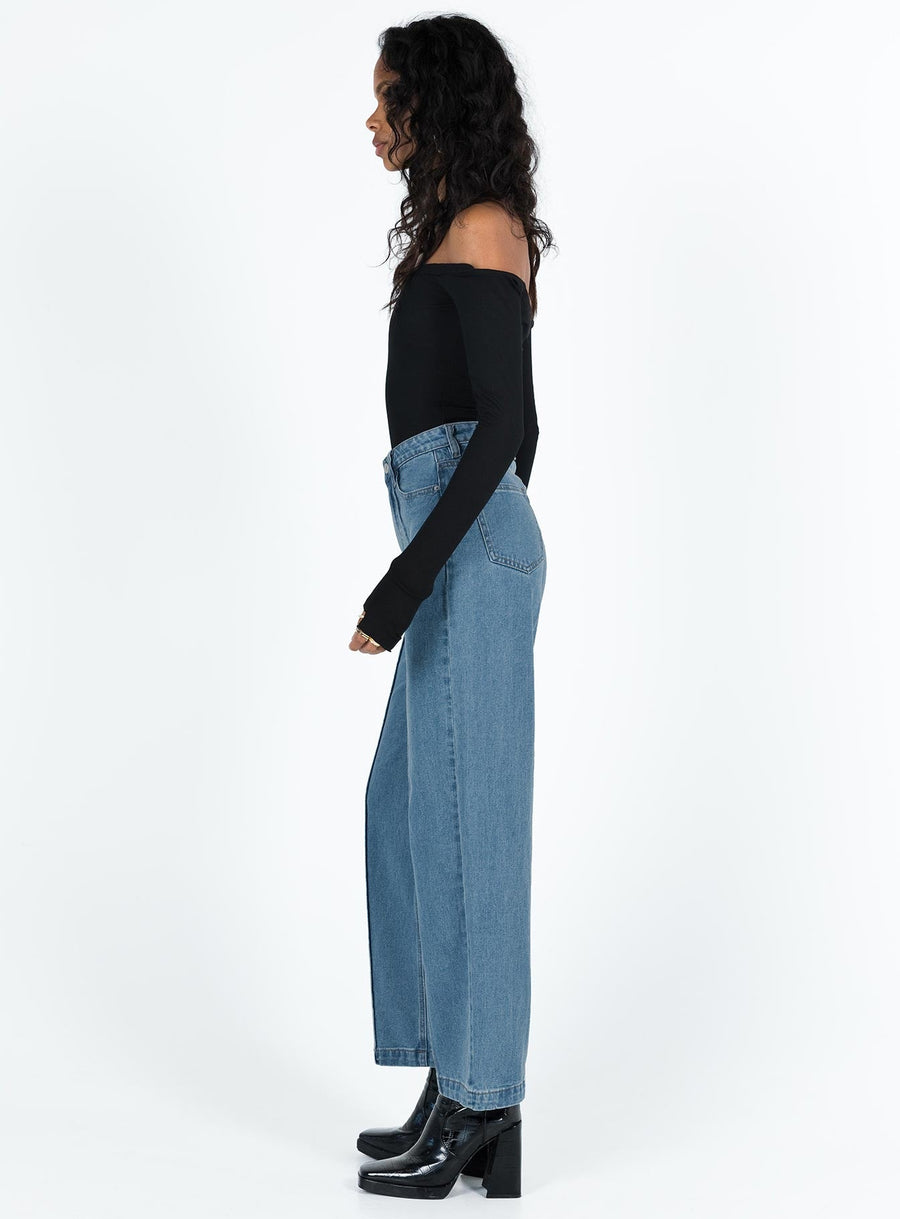 Booran Wide Leg Mid Wash Denim Jean
