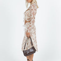 Delvie Midi Skirt Floral Cream