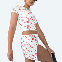 Bold Move Mini Skirt White Floral