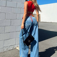 Locke Wide Leg Jeans Mid Wash Denim