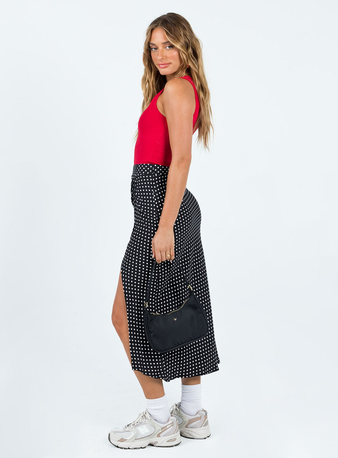 Mabel Midi Skirt Black Polka Dot