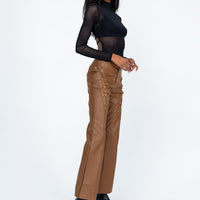 Harvey PU Pants Brown