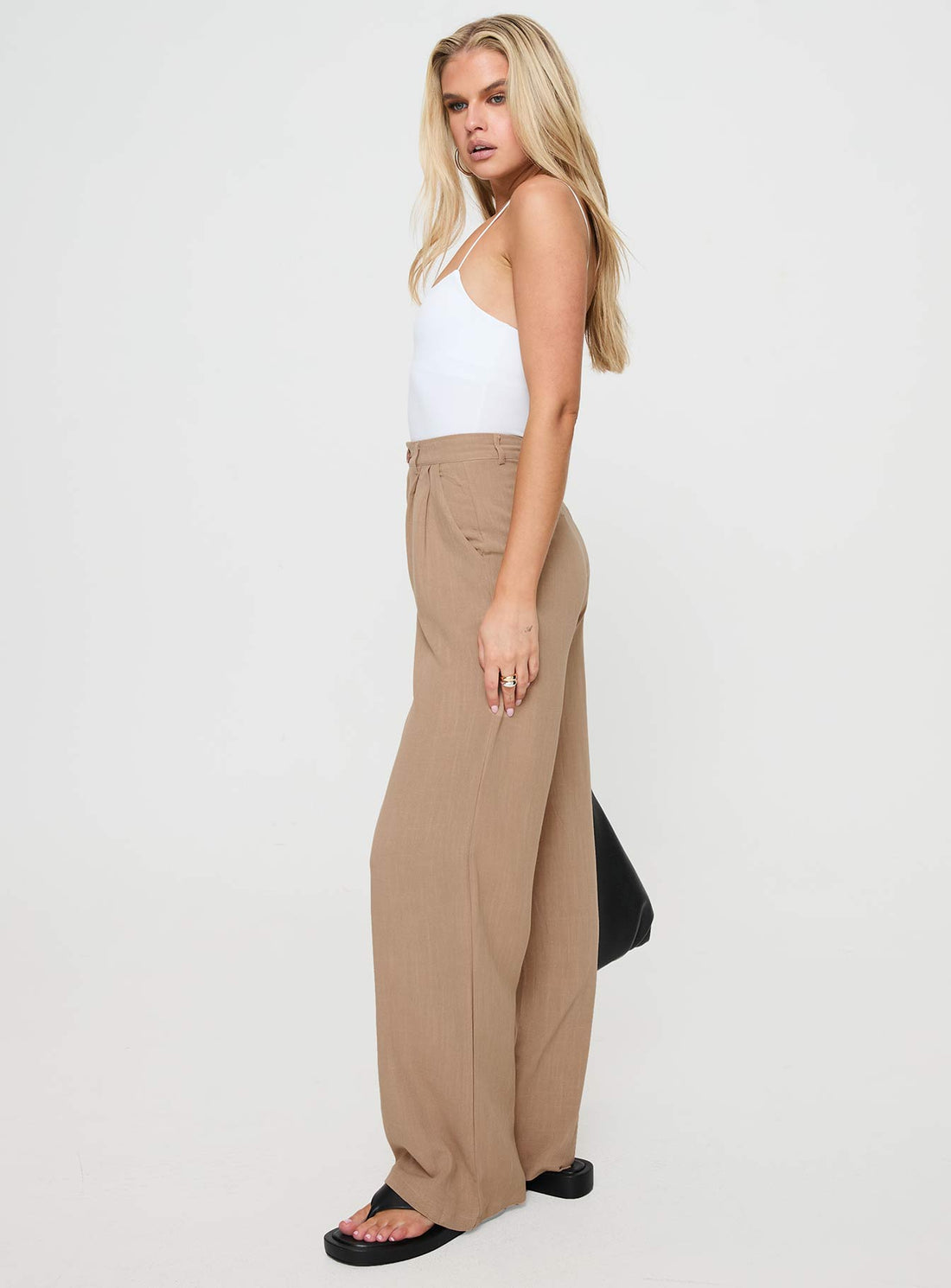 Brenda Linen Blend Pants Beige