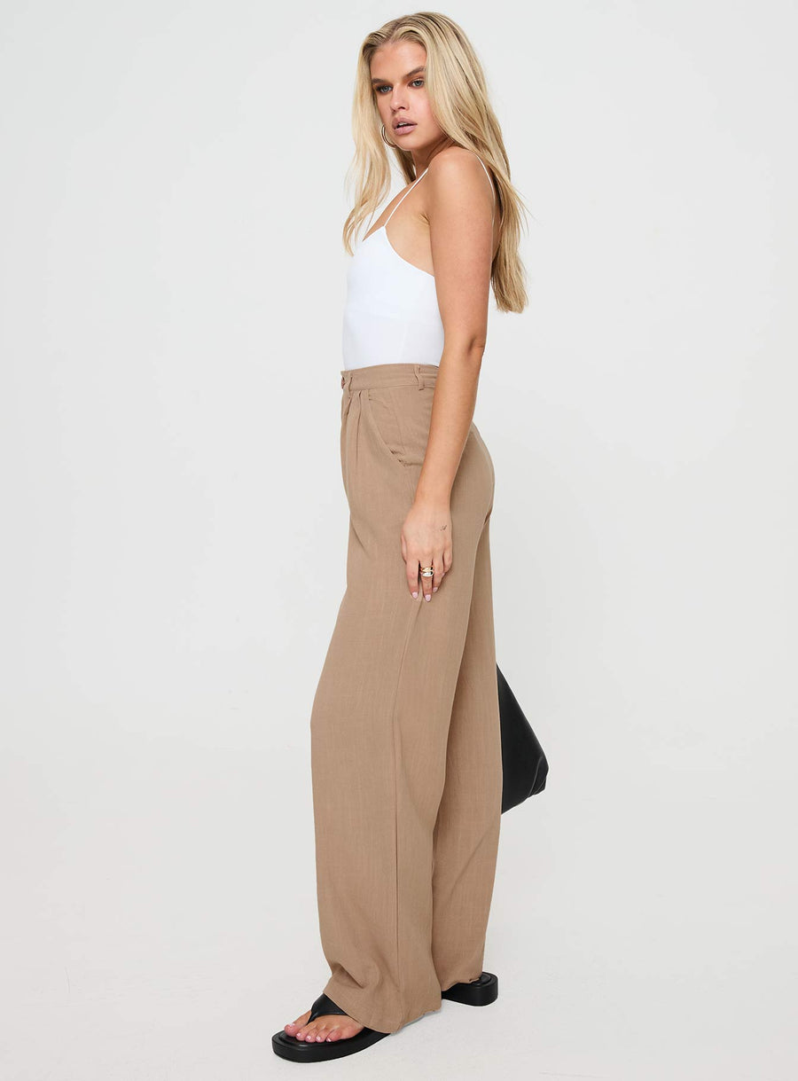 Brenda Linen Blend Pants Beige