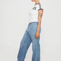 Maves Denim Drawstring Pants Mid Wash
