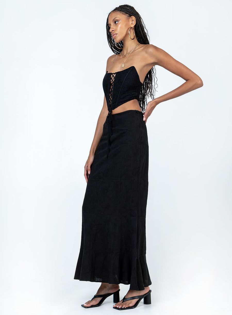 Raven Mid Rise Skirt Black