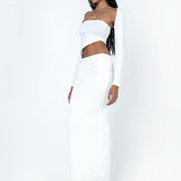 Echo Low Waist Knitted Maxi Skirt White