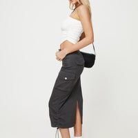 Bellows Cargo Midi Skirt Washed Black