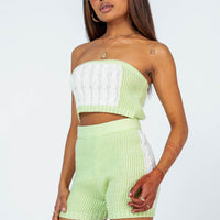 Cal Cable Knit Shorts Green