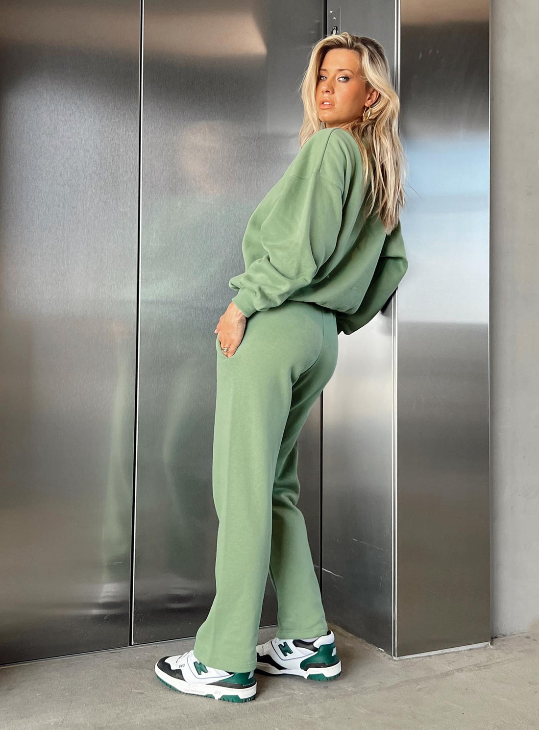 Arya Straight Leg Track Pants Green