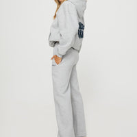 Princess Polly Straight Leg Track Pants Text Grey Marle