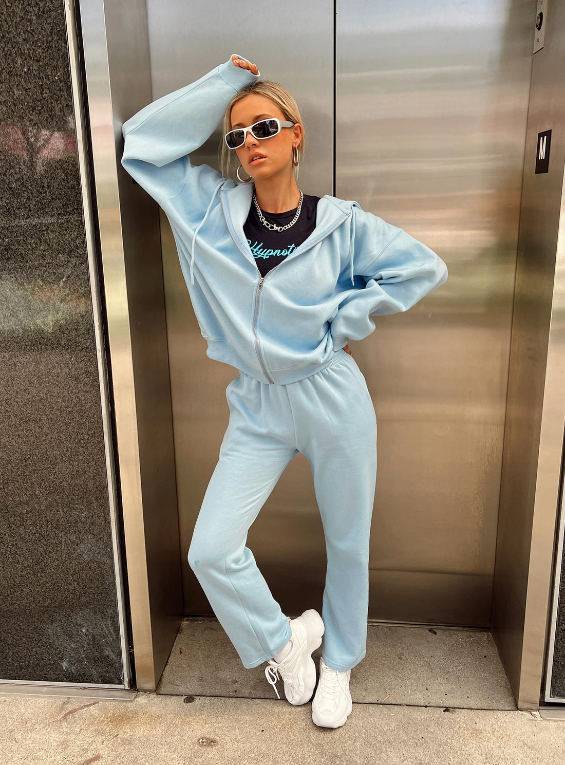 Arya Straight Leg Track Pants Baby Blue