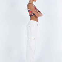 Fallout Mid Rise Cargo Pants White Tall