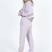 Princess Polly Track Pants Squiggle Text Dusty Mauve / Eggshell