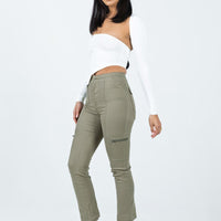 In Line Straight Leg Cargo Pants Green