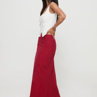 Raven Mid Rise Maxi Skirt Red