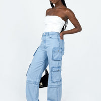 Darla Cargo Denim Jeans Light Wash Denim