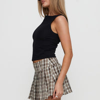 Envision Pleat Mini Skirt Brown Multi