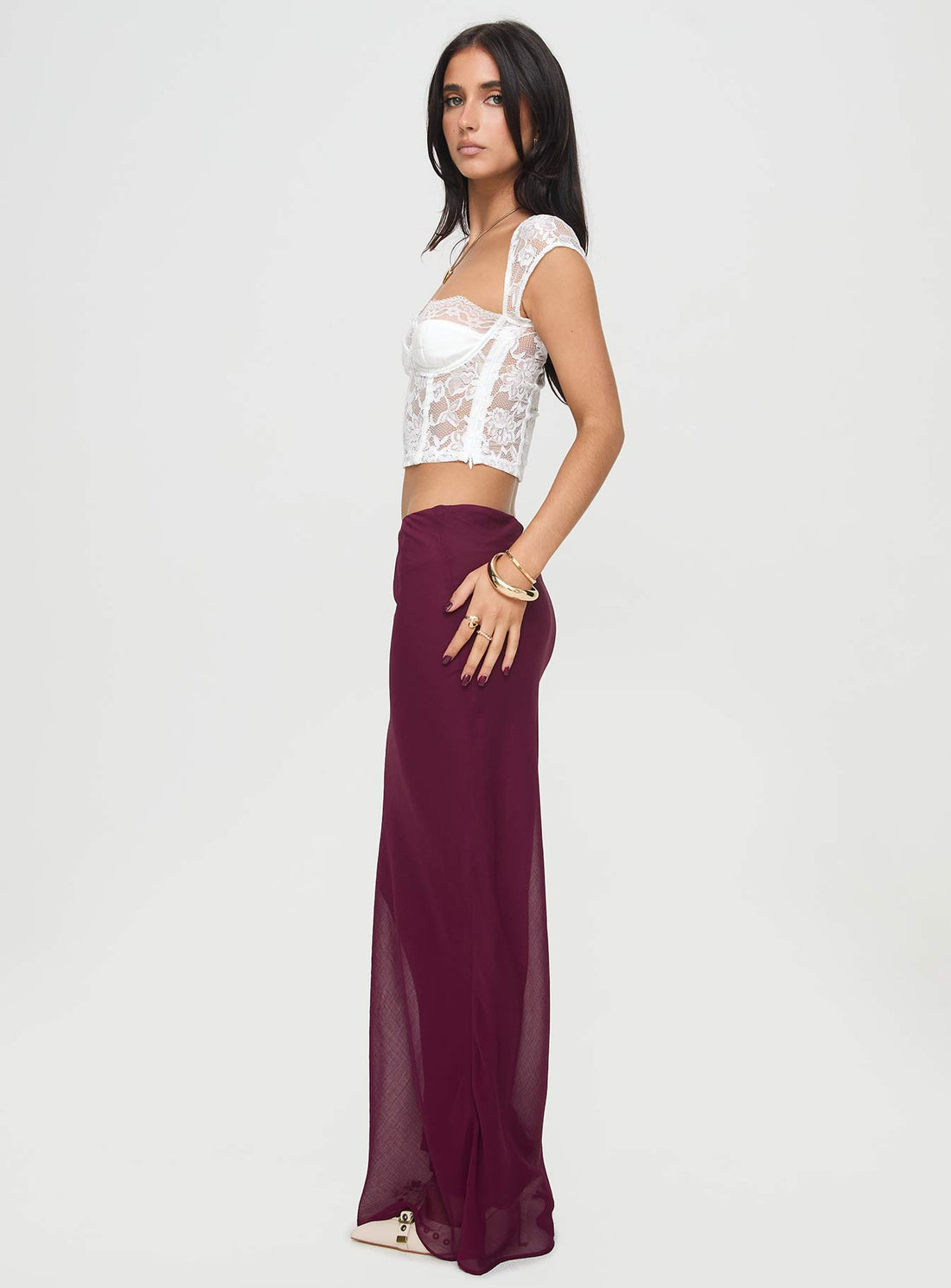 Devon Maxi Skirt Burgundy