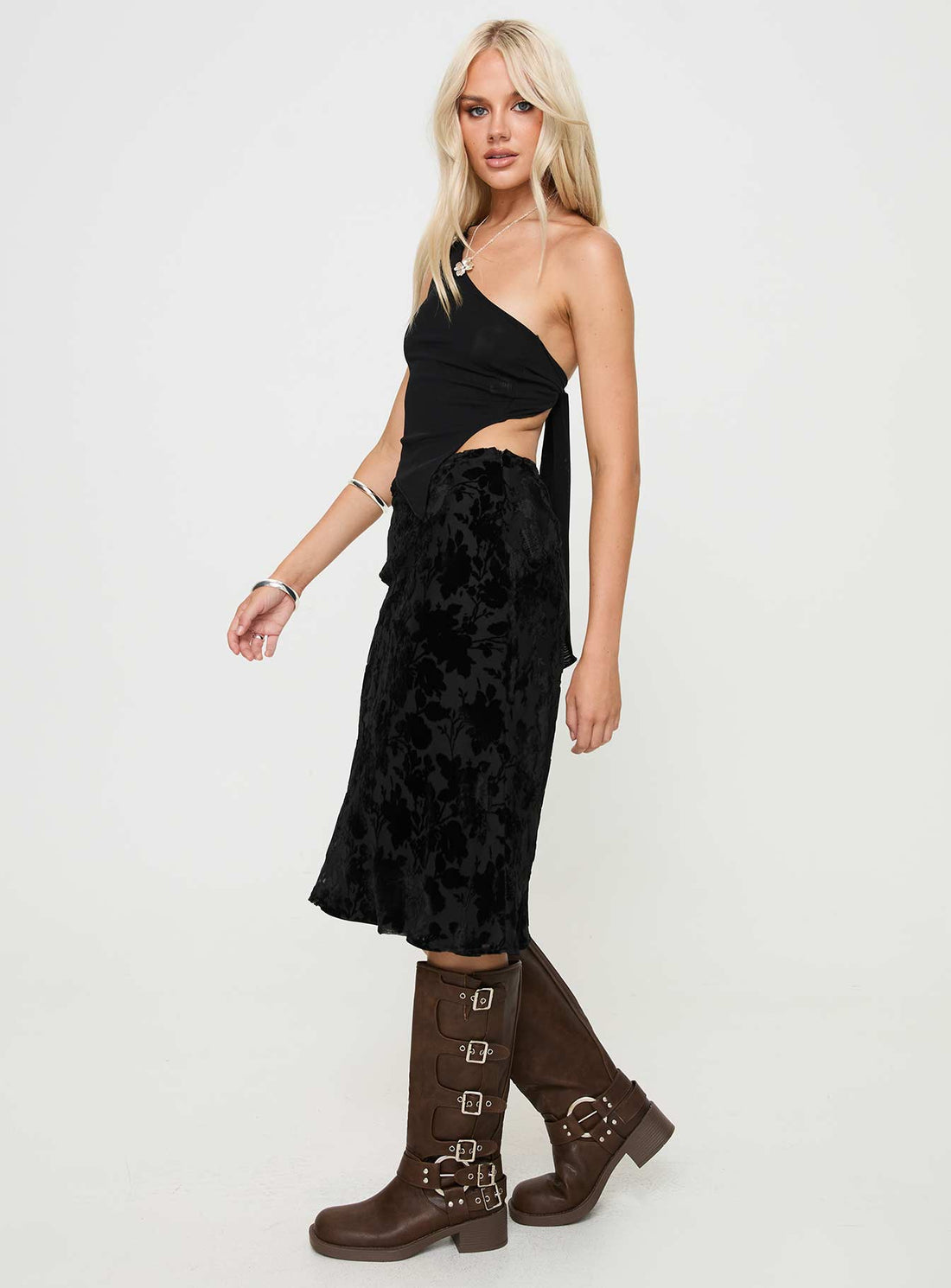 Devore Midi Skirt Black