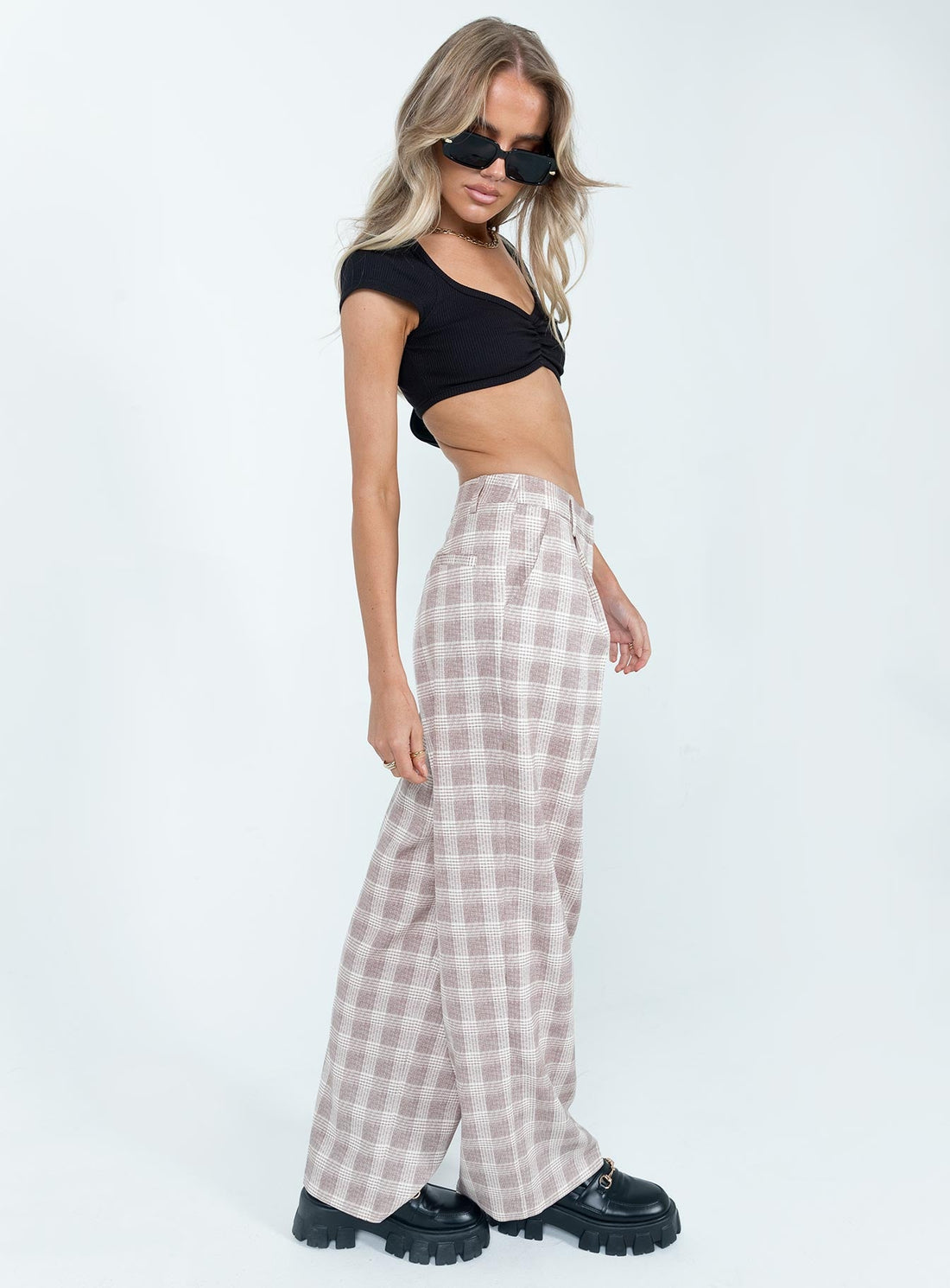 Mulholland Pants Beige Plaid