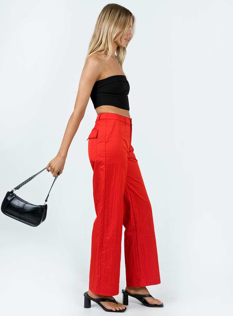 Pagden Nylon Cargo Pants Red