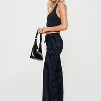 No One Low Waist Pinstripe Pants Navy