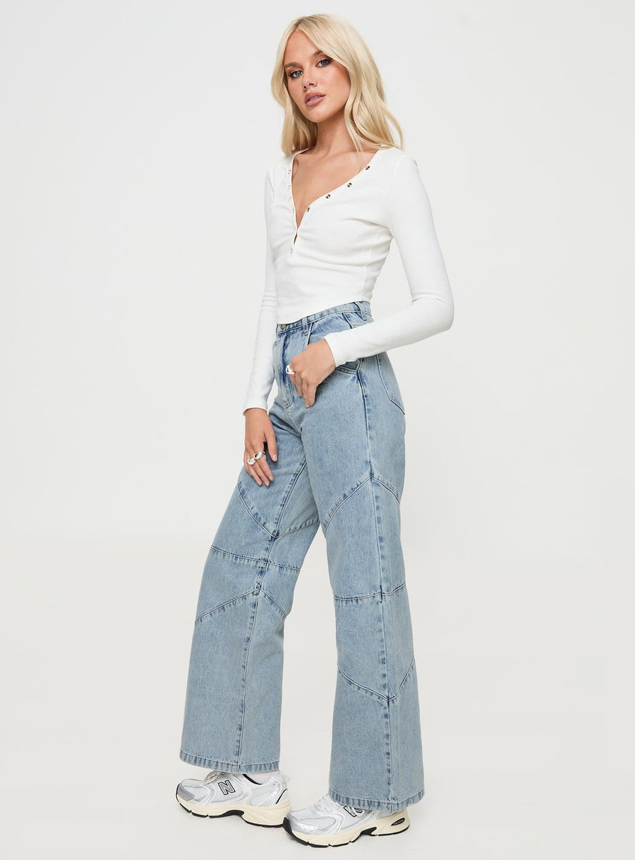 Frenta Moto High Waisted Jeans Angel Blue