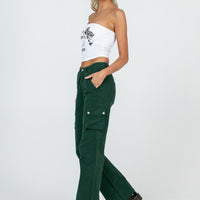 Paige Mid Rise Cargo Jean Denim Green Tall