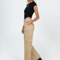 Luna Mid Rise Cargo Pants Beige Tall