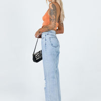 Maple Flare Jeans Knee Rips Light Wash Denim