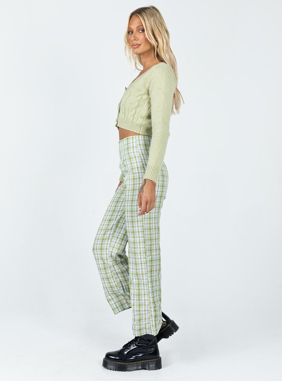 Euros Pants Light Green Check