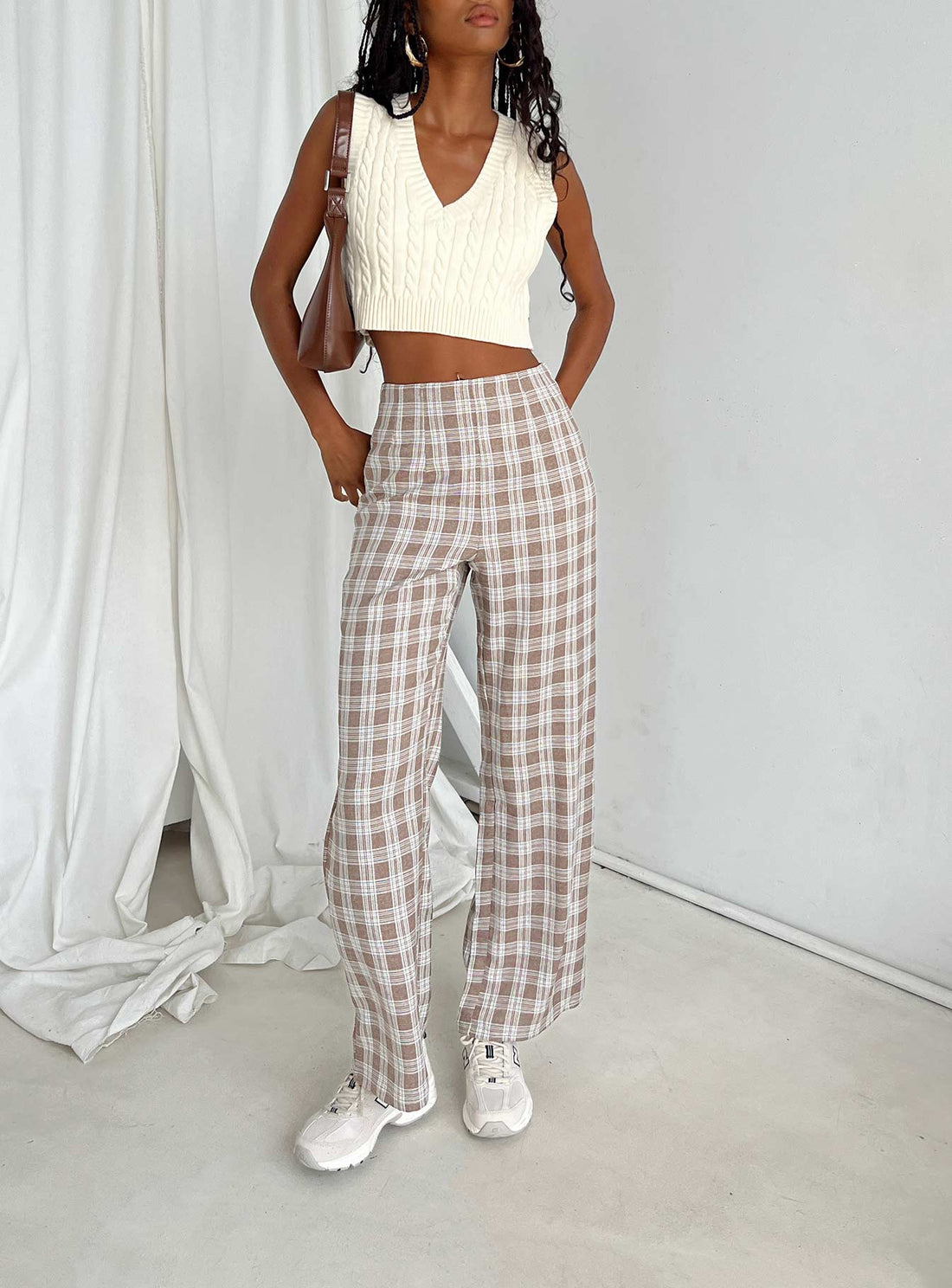 Caronia Check Pants Beige