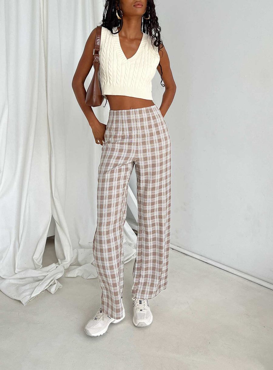 Caronia Check Pants Beige