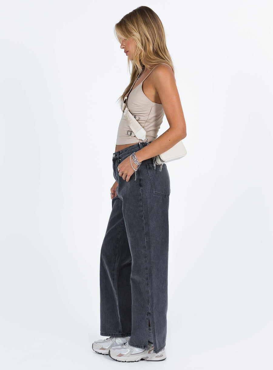 Riri Wide Leg Jeans Washed Black